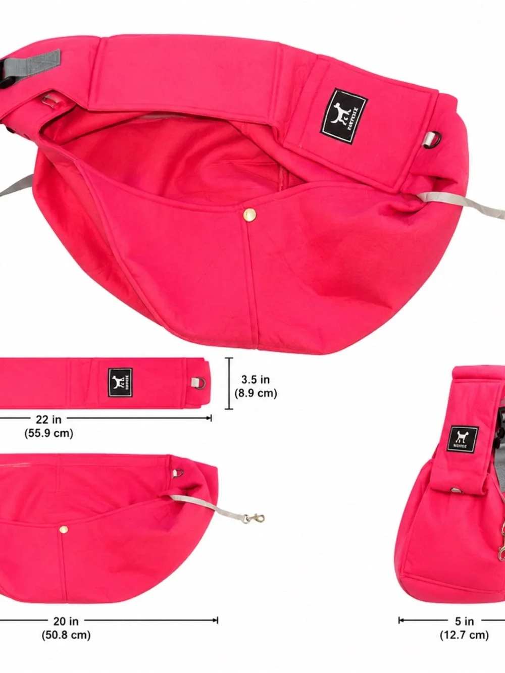 Hot Pink Small Dog Cat Sling Carrier Padded Strap